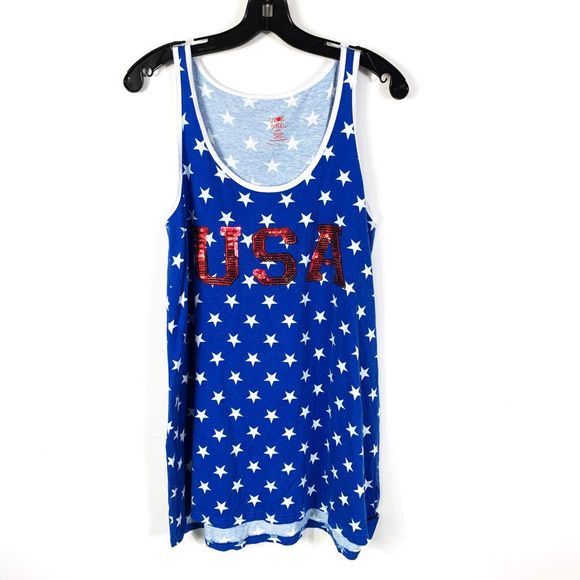 Snooze Button USA Blue Star Sleep Shirt Night Gown - Picture 1 of 8